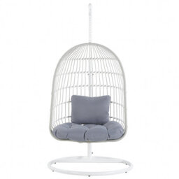 Beliani Hanging Chair With Stand Allera Metal White - thumbnail 4