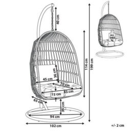 Beliani Hanging Chair With Stand Allera Metal White - thumbnail 3