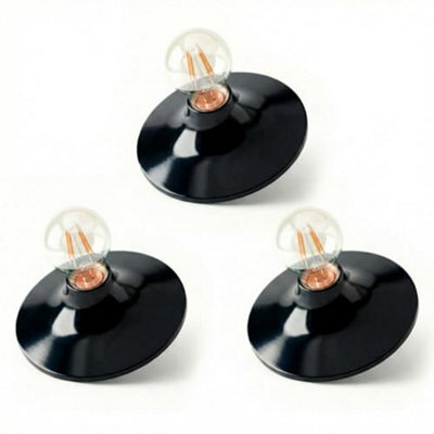 E27 Lamp Holder Light Fitting Wall Or Ceiling Mountable, Black 150mm Round Base Plate, Easy Socket Installation - image 1