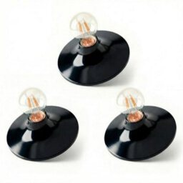 E27 Lamp Holder Light Fitting Wall Or Ceiling Mountable, Black 150mm Round Base Plate, Easy Socket Installation