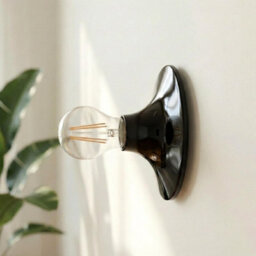 E27 Lamp Holder Light Fitting Wall Or Ceiling Mountable, Black 150mm Round Base Plate, Easy Socket Installation - thumbnail 4