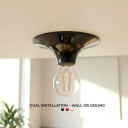 E27 Lamp Holder Light Fitting Wall Or Ceiling Mountable, Black 150mm Round Base Plate, Easy Socket Installation - thumbnail 2