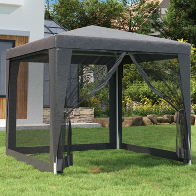 Walplus Party Tent Garden Gazebo Canopy With 4 Mesh Sidewalls Anthracite 2.5X2.5 M Hdpe - image 1
