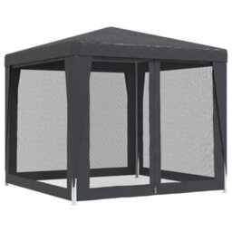 Walplus Party Tent Garden Gazebo Canopy With 4 Mesh Sidewalls Anthracite 2.5X2.5 M Hdpe - thumbnail 5
