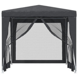 Walplus Party Tent Garden Gazebo Canopy With 4 Mesh Sidewalls Anthracite 2.5X2.5 M Hdpe - thumbnail 3