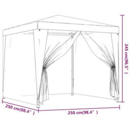 Walplus Party Tent Garden Gazebo Canopy With 4 Mesh Sidewalls Anthracite 2.5X2.5 M Hdpe - thumbnail 7