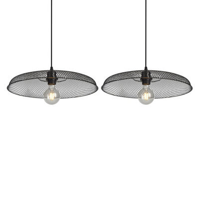 First Choice Lighting Set Of 2 Cassidy Large Black Mesh Easy Fit Metal Pendant Shades - image 1