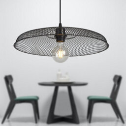 First Choice Lighting Set Of 2 Cassidy Large Black Mesh Easy Fit Metal Pendant Shades - thumbnail 5