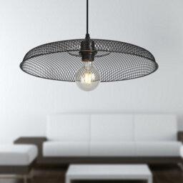 First Choice Lighting Set Of 2 Cassidy Large Black Mesh Easy Fit Metal Pendant Shades - thumbnail 4
