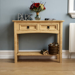Lassic Vida Designs Corona Solid Pine 2 Drawer Console Table With Undershelf - thumbnail 3