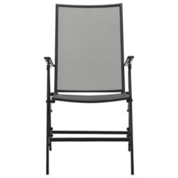 Berkfield Folding Mesh Chairs 4 Pcs Steel Anthracite - thumbnail 3
