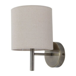 First Choice Lighting Brea - Antique Brass Wall Light With Natural Linen Shade