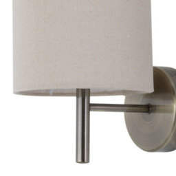 First Choice Lighting Brea - Antique Brass Wall Light With Natural Linen Shade - thumbnail 2
