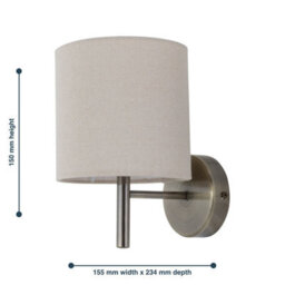 First Choice Lighting Brea - Antique Brass Wall Light With Natural Linen Shade - thumbnail 5