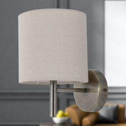 First Choice Lighting Brea - Antique Brass Wall Light With Natural Linen Shade - thumbnail 4