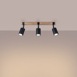 Sollux Lighting Fager Steel/natural Wood Black 3 Lights Scandinavian Ceiling Lamps - thumbnail 2