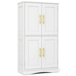 Kitchen Cupboard Cabinet Bathroom Floor Storage Cabinet-White - thumbnail 1
