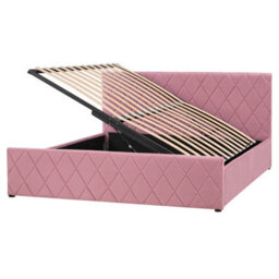 Beliani Ottoman Bed Velvet Rochefort 160 X 200 Cm (Eu King Size) Pink - thumbnail 1