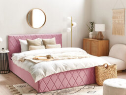 Beliani Ottoman Bed Velvet Rochefort 160 X 200 Cm (Eu King Size) Pink - thumbnail 2