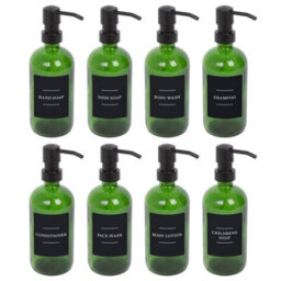 Harbour Housewares Glass Soap Dispensers With Labels - 500Ml - Green/black - Pack Of 8 - thumbnail 1