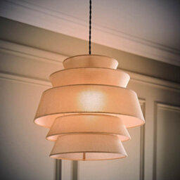 Valuelights Valerie 5 Tier Natural Linen Ceiling Lamp Shade And Bulb (D)40Cm - thumbnail 3