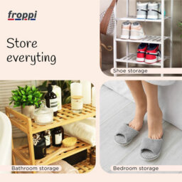 Froppi™ 4 Tier Shoe Rack For Shoe Storage, White Bamboo Wooden Space Saving Rack, Shoe Organizer Shelf L45.2 W29.5 H72.4 Cm - thumbnail 7