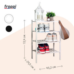 Froppi™ 4 Tier Shoe Rack For Shoe Storage, White Bamboo Wooden Space Saving Rack, Shoe Organizer Shelf L45.2 W29.5 H72.4 Cm - thumbnail 2