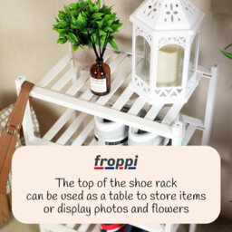 Froppi™ 4 Tier Shoe Rack For Shoe Storage, White Bamboo Wooden Space Saving Rack, Shoe Organizer Shelf L45.2 W29.5 H72.4 Cm - thumbnail 6