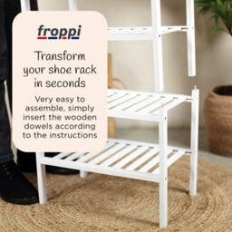 Froppi™ 4 Tier Shoe Rack For Shoe Storage, White Bamboo Wooden Space Saving Rack, Shoe Organizer Shelf L45.2 W29.5 H72.4 Cm - thumbnail 9