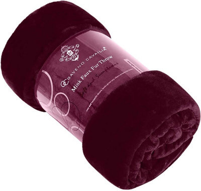 Gc Gaveno Cavailia Luxury Faux Fur Throw 150X200 Cm Aubergine Fleece Blanket For Double Bed & Sofa Bed - image 1