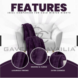 Gc Gaveno Cavailia Luxury Faux Fur Throw 150X200 Cm Aubergine Fleece Blanket For Double Bed & Sofa Bed - thumbnail 3