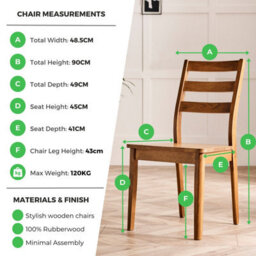 Furniturebox Set Of 2 Dining Chairs - Lynton Solid Wood Dining Chairs - Walnut Wood Walnut Leg Dining Chairs - Kitchen Dining Room Chairs - thumbnail 8