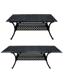 Sh&g Chirk 8 Seat Dining Table Set - 9 Piece Extendable Table & Chairs - Black Aluminium With Cream Cushions - Indoor & Outdoor - thumbnail 3