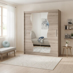 Westa S Trufel Sliding Door Wardrobe With Mirror Shelves Hanging Rail Bedroom Clothes Storage Unit - thumbnail 1