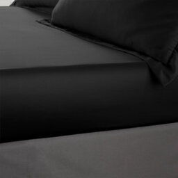 Catherine Lansfield Bedroom Silky Soft Satin Fitted Sheet 30Cm Depth Black