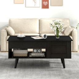Costway Lift Top Coffee Table Pull Up Coffee Table With Storage-Black - thumbnail 5