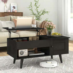 Costway Lift Top Coffee Table Pull Up Coffee Table With Storage-Black - thumbnail 3