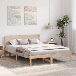 Walplus Bed Frame With Headboard Natural 160 X 200 Cm Solid Pine Wood - thumbnail 4