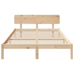 Walplus Bed Frame With Headboard Natural 160 X 200 Cm Solid Pine Wood - thumbnail 5