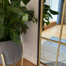 Jōbū Jobu Home - Tomi - Full Length Black & Gold Metal Arched Lattice Window Mirror - 180Cm X 105Cm - thumbnail 4