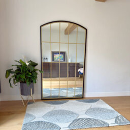 Jōbū Jobu Home - Tomi - Full Length Black & Gold Metal Arched Lattice Window Mirror - 180Cm X 105Cm - thumbnail 3