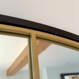 Jōbū Jobu Home - Tomi - Full Length Black & Gold Metal Arched Lattice Window Mirror - 180Cm X 105Cm - thumbnail 2