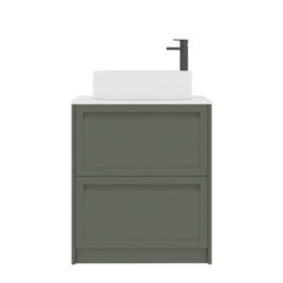 Royal Bathrooms Royal Bathroom Elmore 700mm Matt Green Freestanding Bathroom Vanity Unit 2 Drawer Plain White Worktop With Peak Basin - thumbnail 7