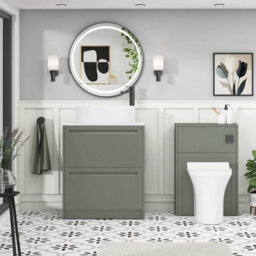 Royal Bathrooms Royal Bathroom Elmore 700mm Matt Green Freestanding Bathroom Vanity Unit 2 Drawer Plain White Worktop With Peak Basin - thumbnail 5