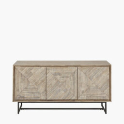 Pacific Lifestyle Acacia Wood And Black Metal 3 Door Sideboard Natural Sand Wash Tv Unit - thumbnail 2