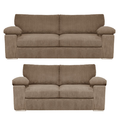 Furnishings For Less UK Delta Fabric Sofa Suite Padded Arms Jumbo Cord 3 And 2 Seater Coffee - image 1