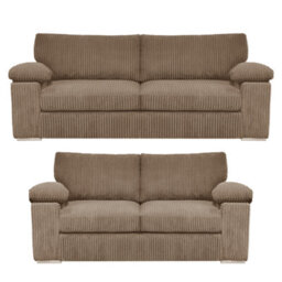 Furnishings For Less UK Delta Fabric Sofa Suite Padded Arms Jumbo Cord 3 And 2 Seater Coffee - thumbnail 1