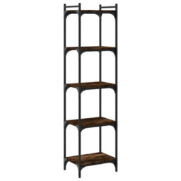 Berkfield Bookcase 5-Tier Smoked Oak 40X30X154 Cm Engineered Wood - thumbnail 6