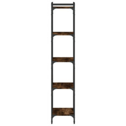 Berkfield Bookcase 5-Tier Smoked Oak 40X30X154 Cm Engineered Wood - thumbnail 5