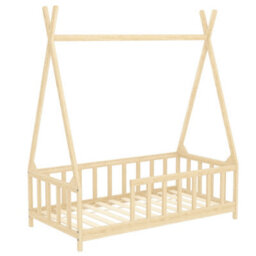 Living And Home Premium Wood House Toddler Bed Frame With Fence 1480 X 760 mm - thumbnail 4